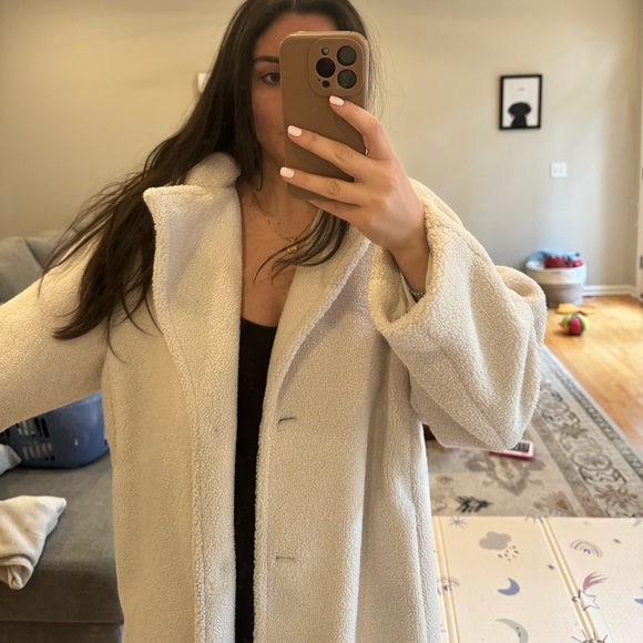 H&M White Teddy Coat - Picture 1 of 5